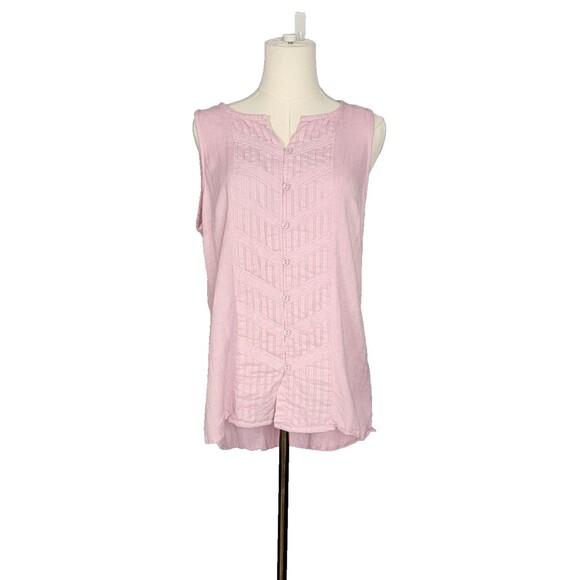 Soft Surroundings Tops - Soft Surroundings Tops M Sleeveless Tunic Lilac *faint stain* Button Coastal